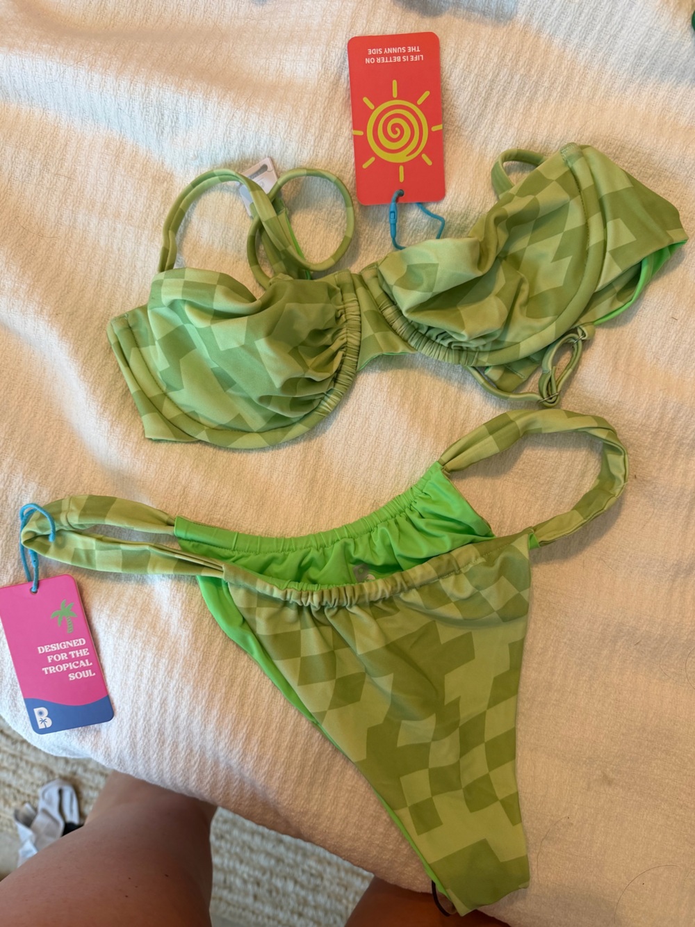 Blackbough Green Checkered Bikini Set